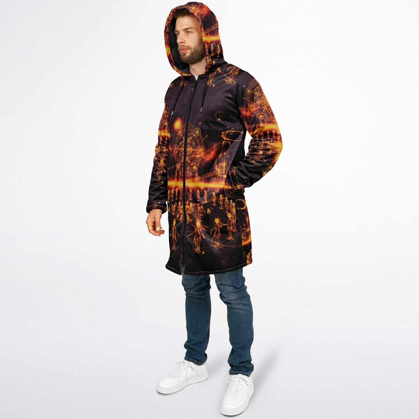 Ethereal Light Being Zipper Cloak – Spiritual Streetwear Hoodie by Soul System | Mystical Mindfulness Cloak