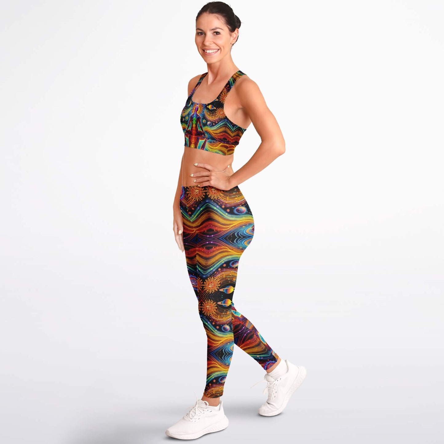 Cosmic Chakras Padded Sports Bra & Leggings - All Over Print (AOP) Yoga & Fitness Wear
