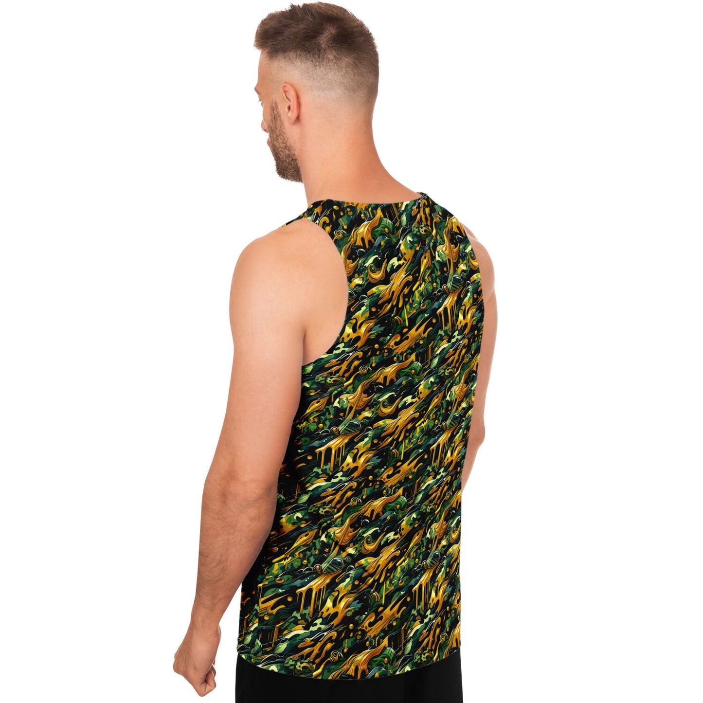 Gold Drip Camouflage Tank Top – Bold Streetwear Camo Tank for Men & Women (AOP)
