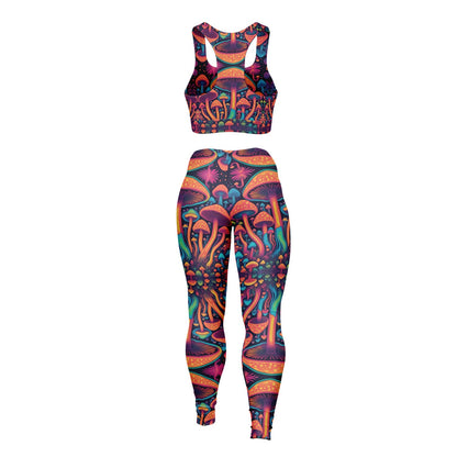 Magic Mushroom Padded Sports Bra & Leggings - All Over Print (AOP) Active & Fitness Wear