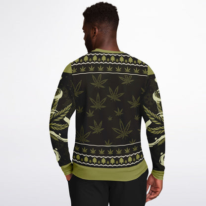 Funny Cannabis Christmas Sweatshirt – “Merrijuana” Weed Santa Jumper, Stoner Holiday Gift Idea