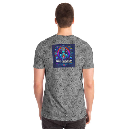 Geometric Grey Grid Soul System T-Shirt – Premium All-Over Print (AOP) Outerwear Design