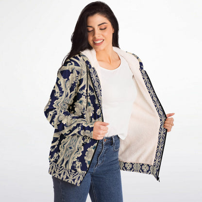 Clear Smoke, Cymatic, Microfleece Zip Hoodie – Sleek, Cozy & Futuristic All-Over Print Jacket