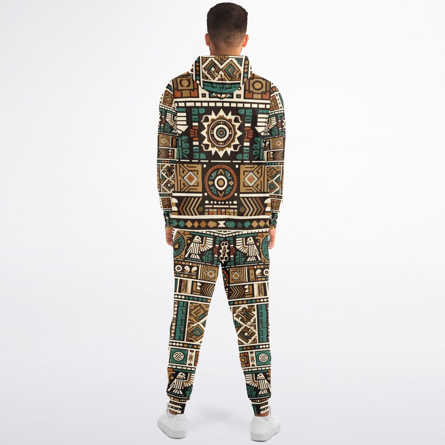 Tribal Aztec Athletic Zip Hoodie & Jogger Set – Unisex All-Over Print (AOP) | Eco-Friendly Activewear | Bold Streetwear Style