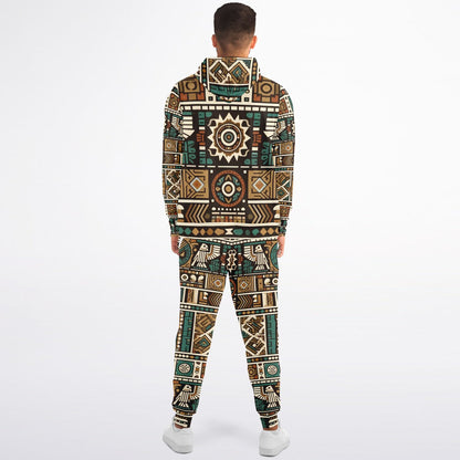 Tribal Aztec Athletic Zip Hoodie & Jogger Set – Unisex All-Over Print (AOP) | Eco-Friendly Activewear | Bold Streetwear Style