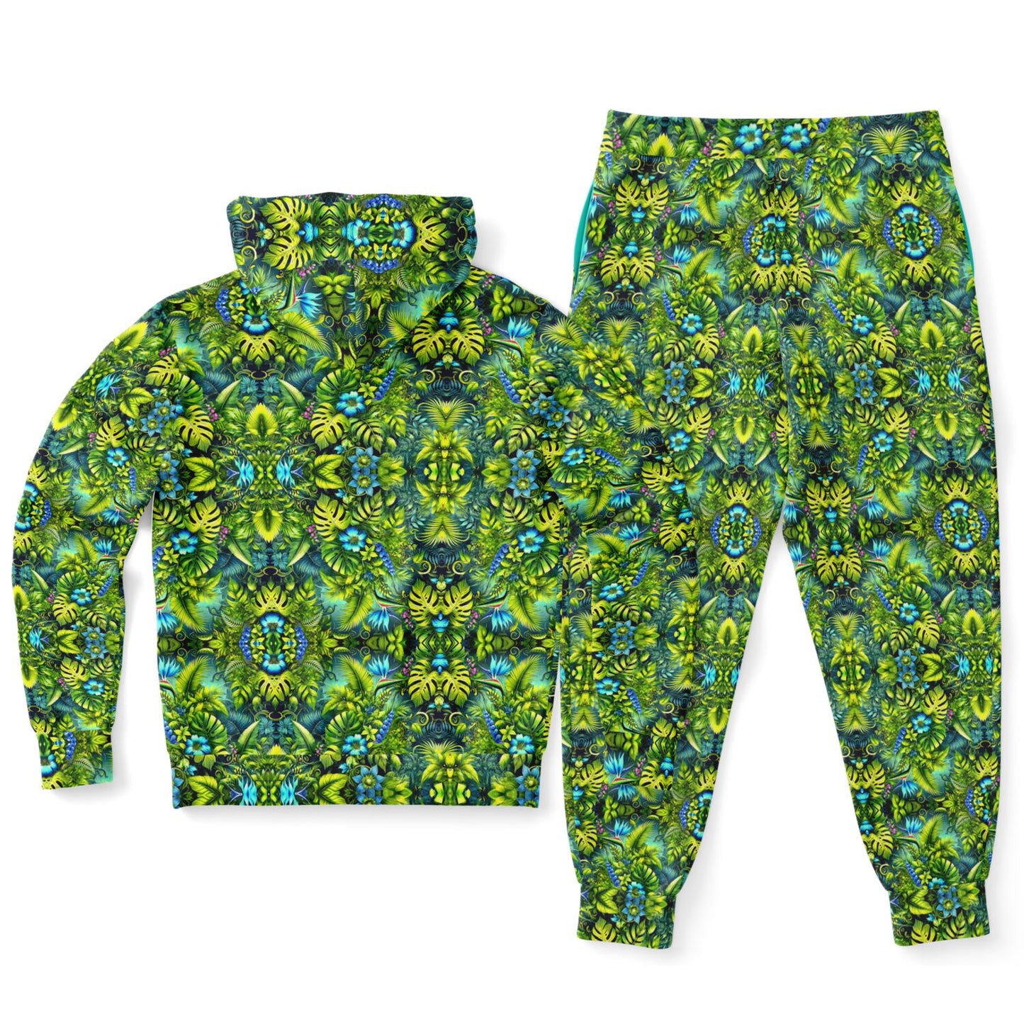 Tropical Trip “Grass is Greener” Psychedelic Zip Hoodie & Jogger Set – Vibrant Festival Streetwear for Bold Self-Expression