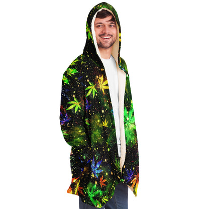 Cannabis Micro Fleece Cloak – “Canna Beast” Hooded Wrap, Stoner Cozy Wear, Weed-Themed Loungewear