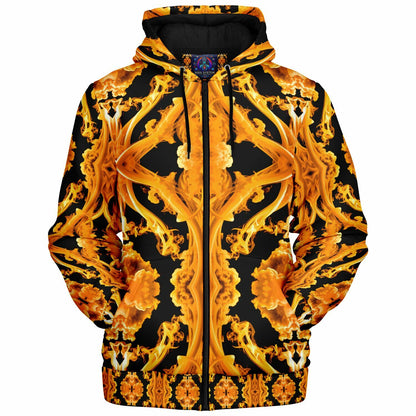 Golden Cymatic, Microfleece Zip Hoodie – Luxuriously Warm & Stylish All-Over Print Jacket