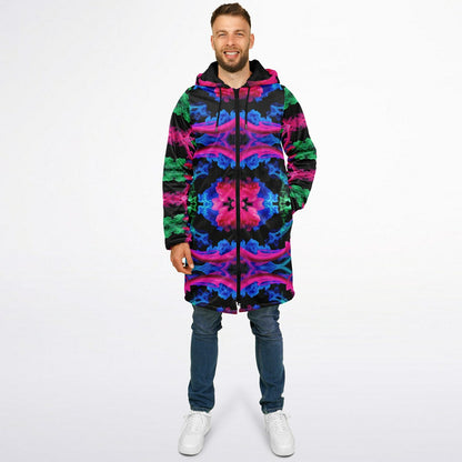 Neon Spectrum Cymatic Zip Cloak – Bold, Futuristic & Ultra-Cozy Longline Jacket