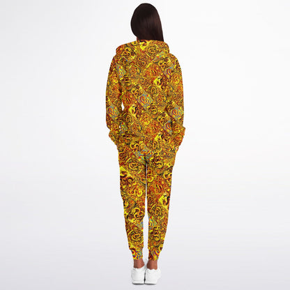 Gold Dragon Zip Hoodie & Jogger Set – Bold Streetwear Tracksuit with Mythical Asian-Inspired Design (AOP)