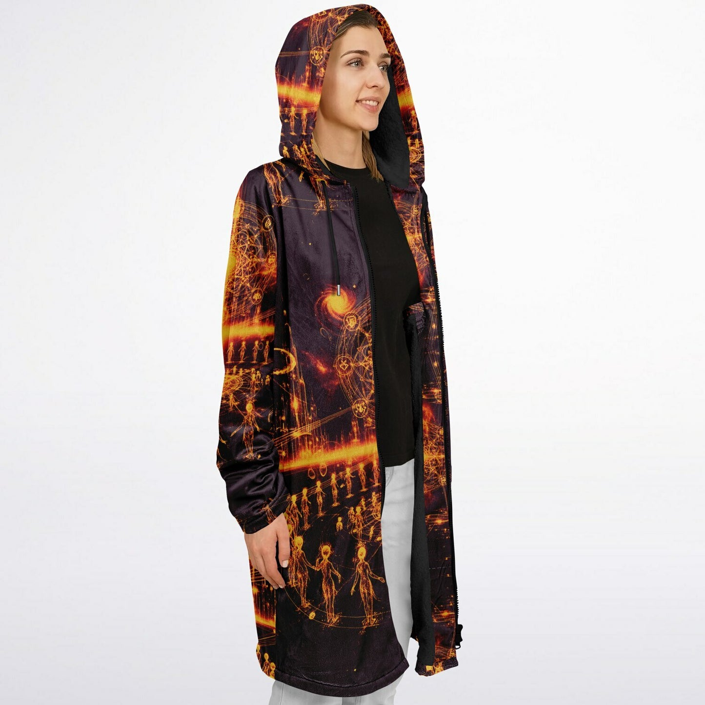 Ethereal Light Being Zipper Cloak – Spiritual Streetwear Hoodie by Soul System | Mystical Mindfulness Cloak