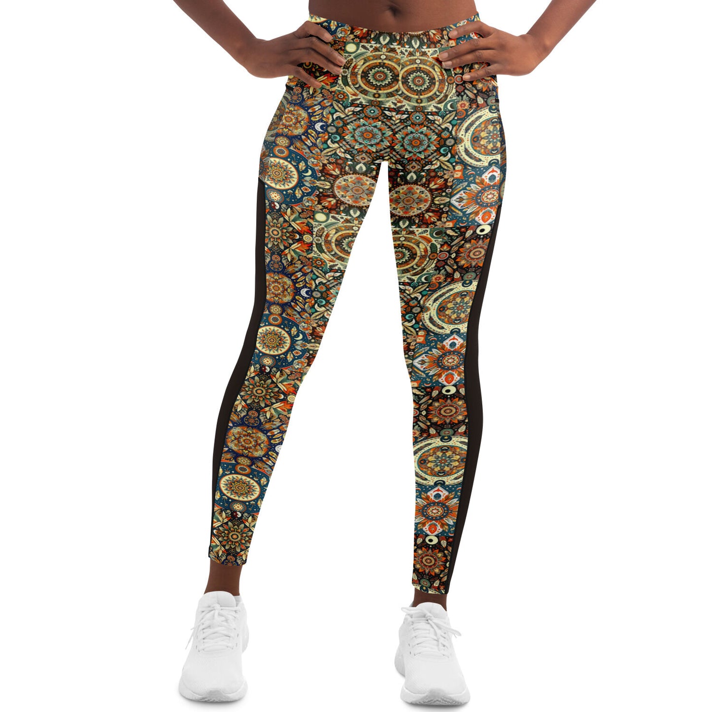 Boho Patchwork Mesh Pocket Leggings – Trendy All-Over Print (AOP) for Fashion-Forward Activewear