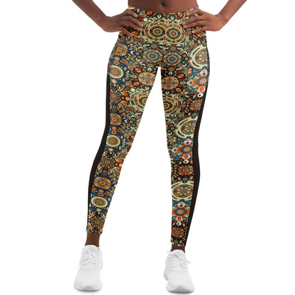 Boho Patchwork Mesh Pocket Leggings – Trendy All-Over Print (AOP) for Fashion-Forward Activewear