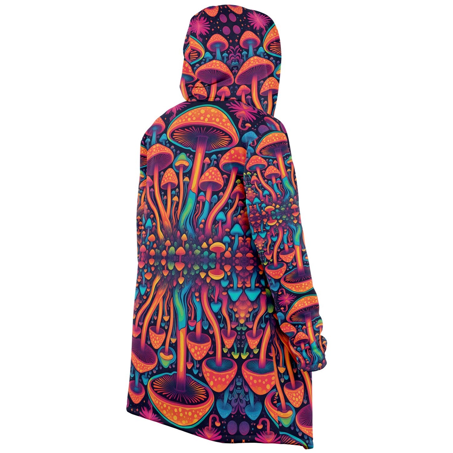 Magic Mushroom Micro-Fleece Cloak – Enchanting Psychedelic Hooded Blanket for Ultimate Comfort (AOP)
