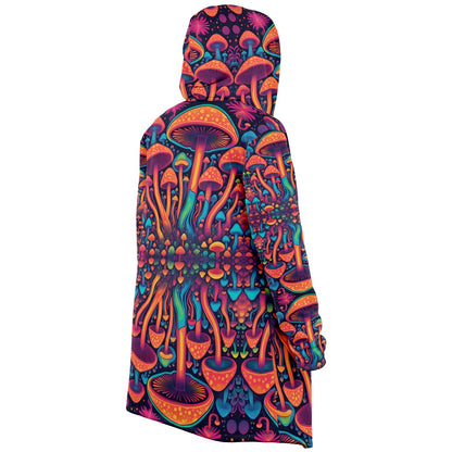 Magic Mushroom Micro-Fleece Cloak – Enchanting Psychedelic Hooded Blanket for Ultimate Comfort (AOP)