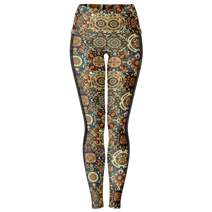 Boho Patchwork Mesh Pocket Leggings – Trendy All-Over Print (AOP) for Fashion-Forward Activewear