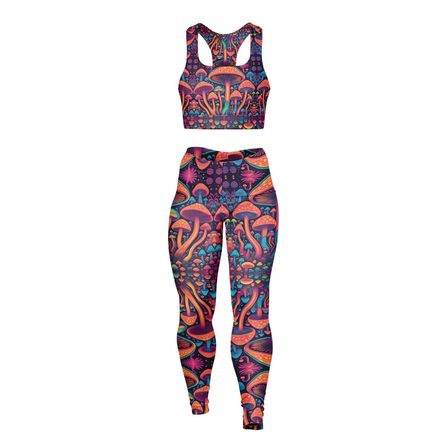 Magic Mushroom Padded Sports Bra & Leggings - All Over Print (AOP) Active & Fitness Wear