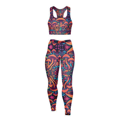 Magic Mushroom Padded Sports Bra & Leggings - All Over Print (AOP) Active & Fitness Wear