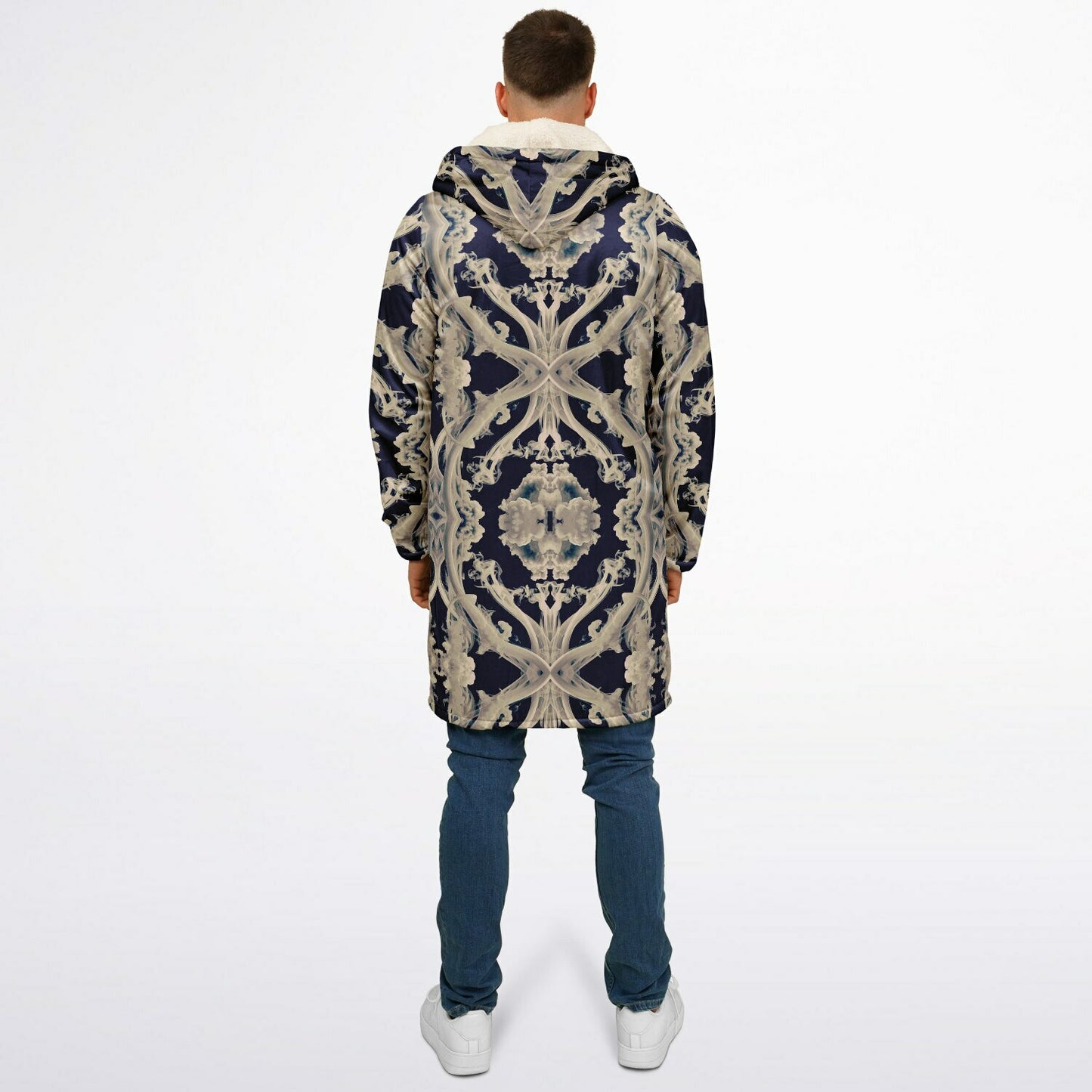 Clear Smoke Cymatic Zip Cloak – Sleek, Futuristic & Ultra-Cozy Longline Jacket