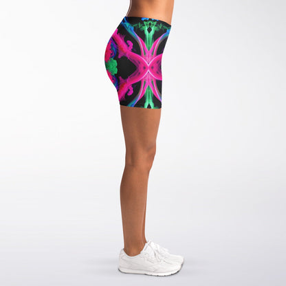 Neon Smoke Floral Bike Shorts – Women’s Squat-Proof Activewear | Stylish All-Day Comfort for Workouts & Casual Wear