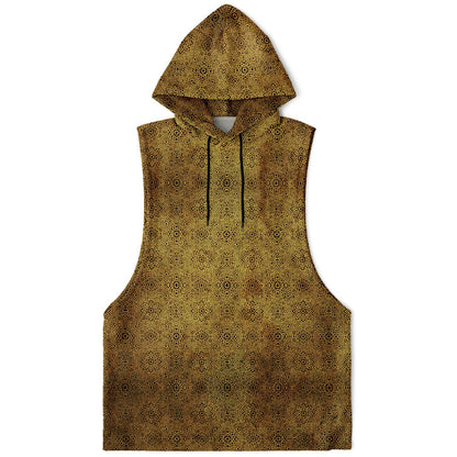 Geometric Gold Drop Armhole Hoodie – Unisex All-Over Print (AOP) | Bold Streetwear Hoodie | Fleece-Lined for Comfort & Style