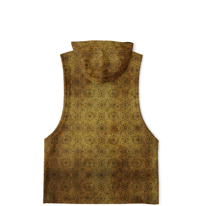 Geometric Gold Drop Armhole Hoodie – Unisex All-Over Print (AOP) | Bold Streetwear Hoodie | Fleece-Lined for Comfort & Style