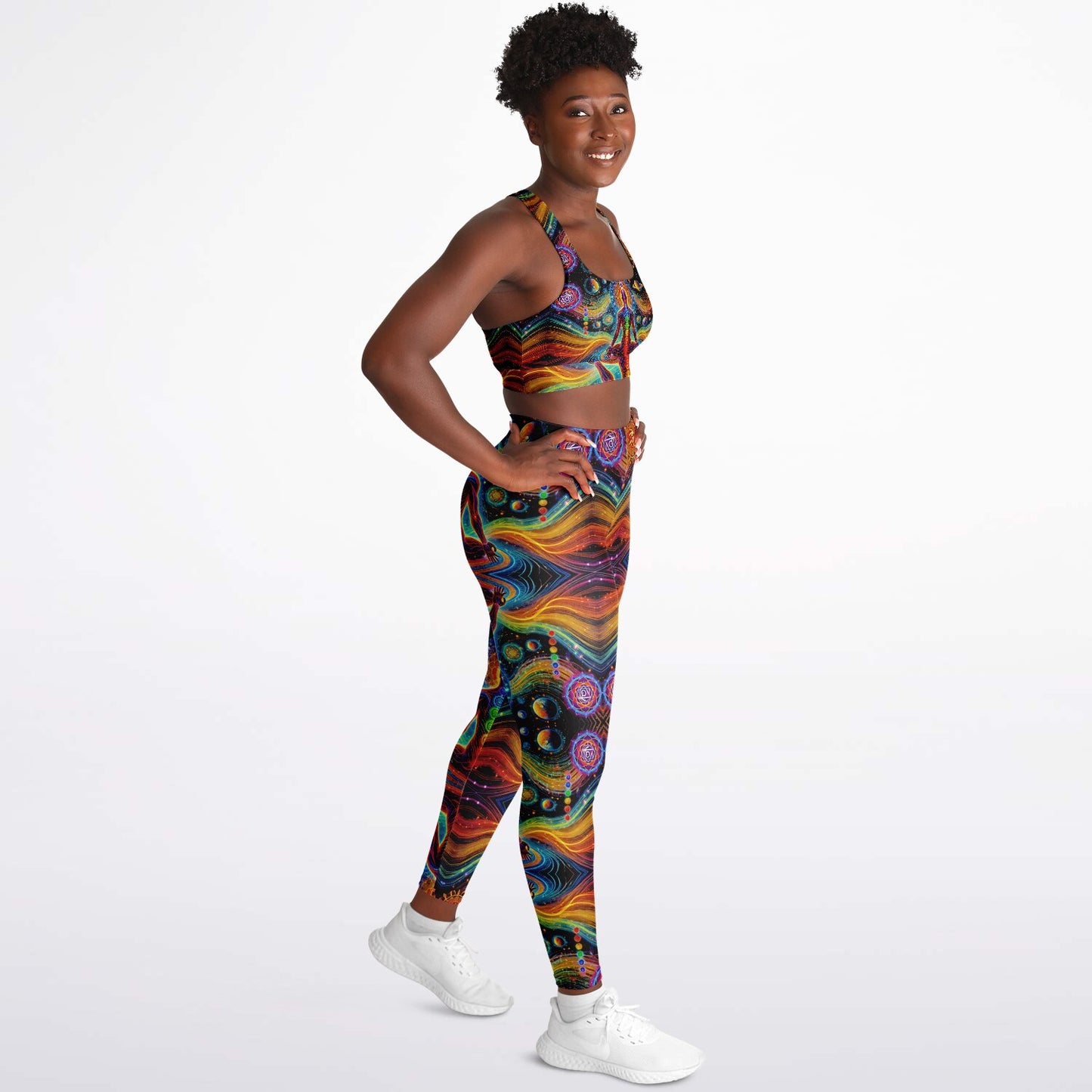 Cosmic Chakras Padded Sports Bra & Leggings - All Over Print (AOP) Yoga & Fitness Wear