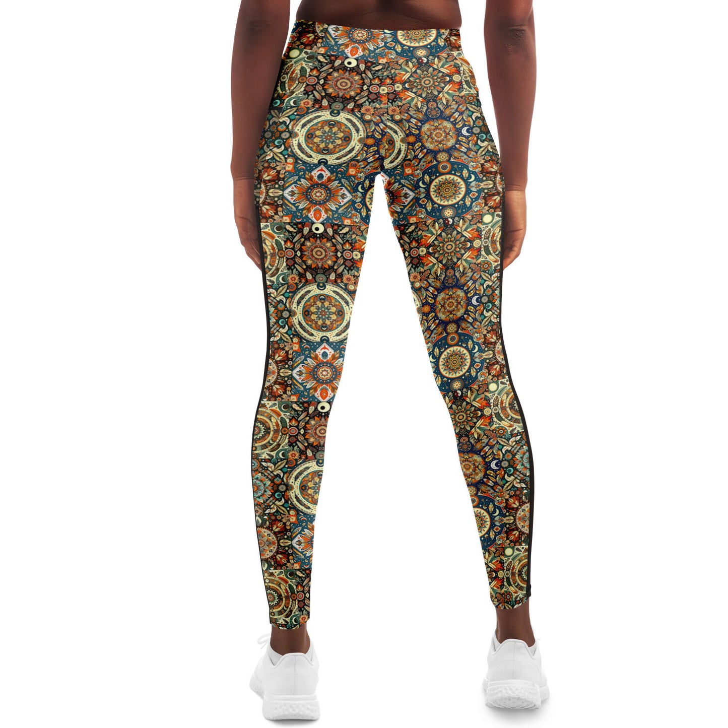 Boho Patchwork Mesh Pocket Leggings – Trendy All-Over Print (AOP) for Fashion-Forward Activewear