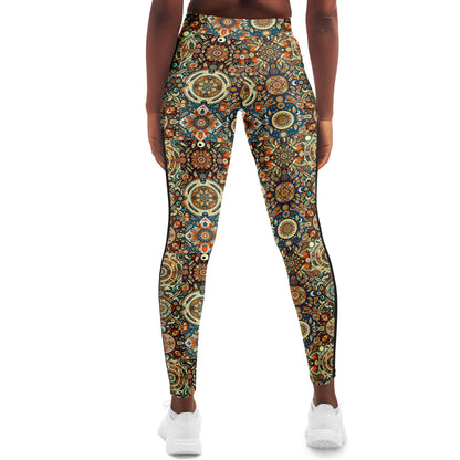 Boho Patchwork Mesh Pocket Leggings – Trendy All-Over Print (AOP) for Fashion-Forward Activewear