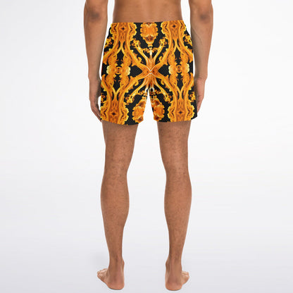 Gold Cymatic Men’s Luxurious, Swim Shorts –  Bold & Bright, Performance-Driven Swimwear