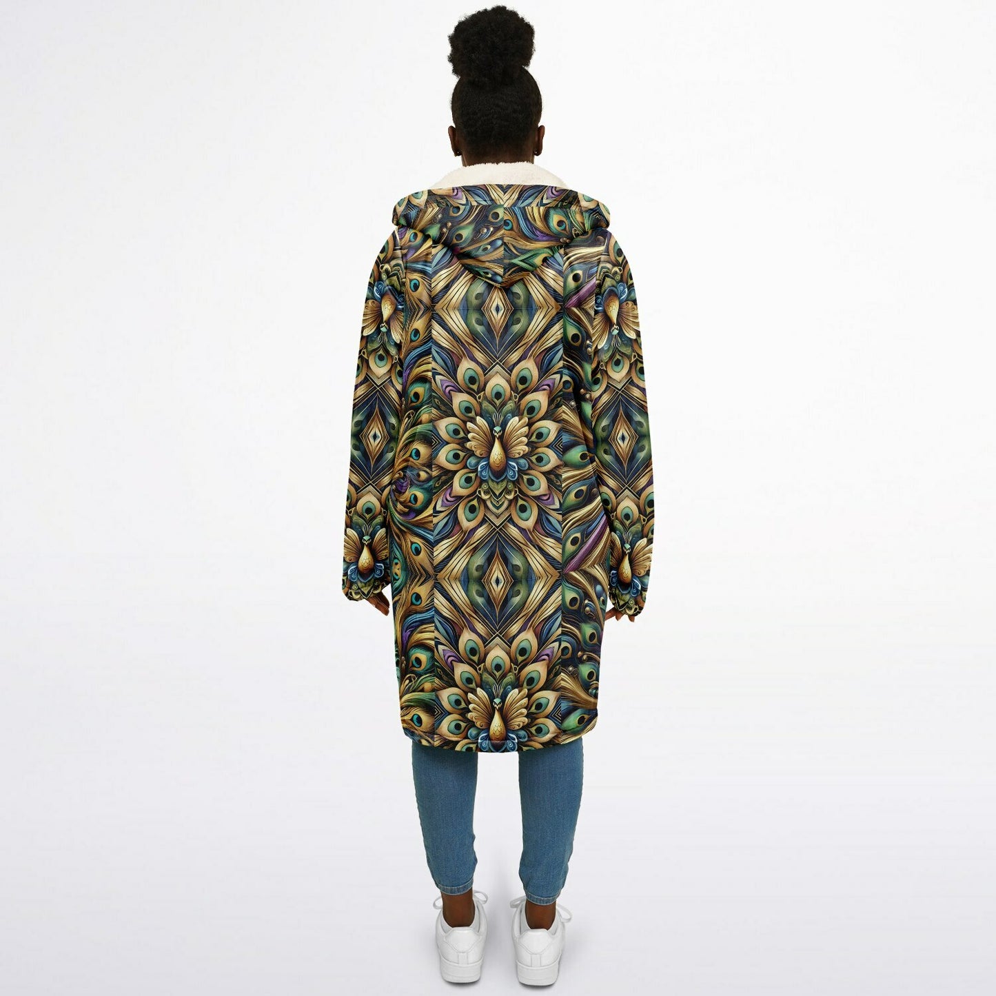 Royal Peacock Pattern, Comfy Zipper Cloak - AOP