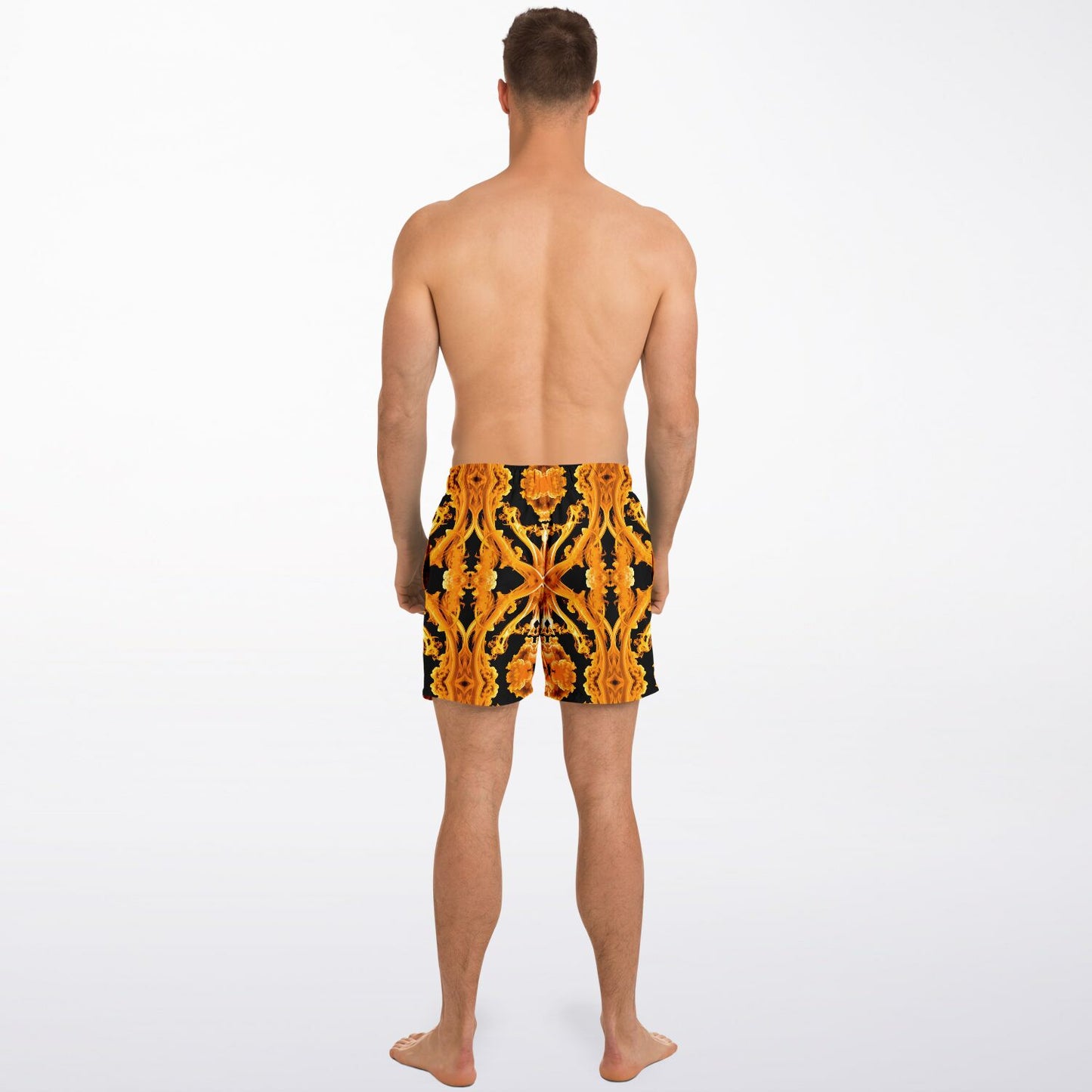 Gold Cymatic Men’s Luxurious, Swim Shorts –  Bold & Bright, Performance-Driven Swimwear
