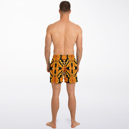 Gold Cymatic Men’s Luxurious, Swim Shorts –  Bold & Bright, Performance-Driven Swimwear