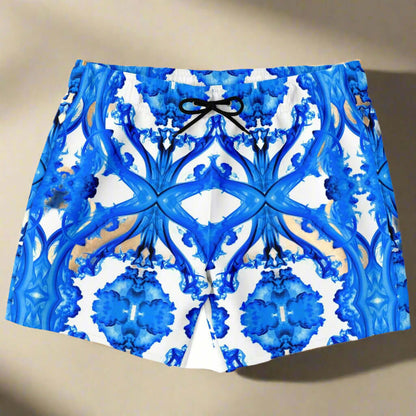 Ocean Blue Cymatic Men's Swim Shorts with vibrant blue pattern, perfect for quick-dry performance and stylish beachwear.