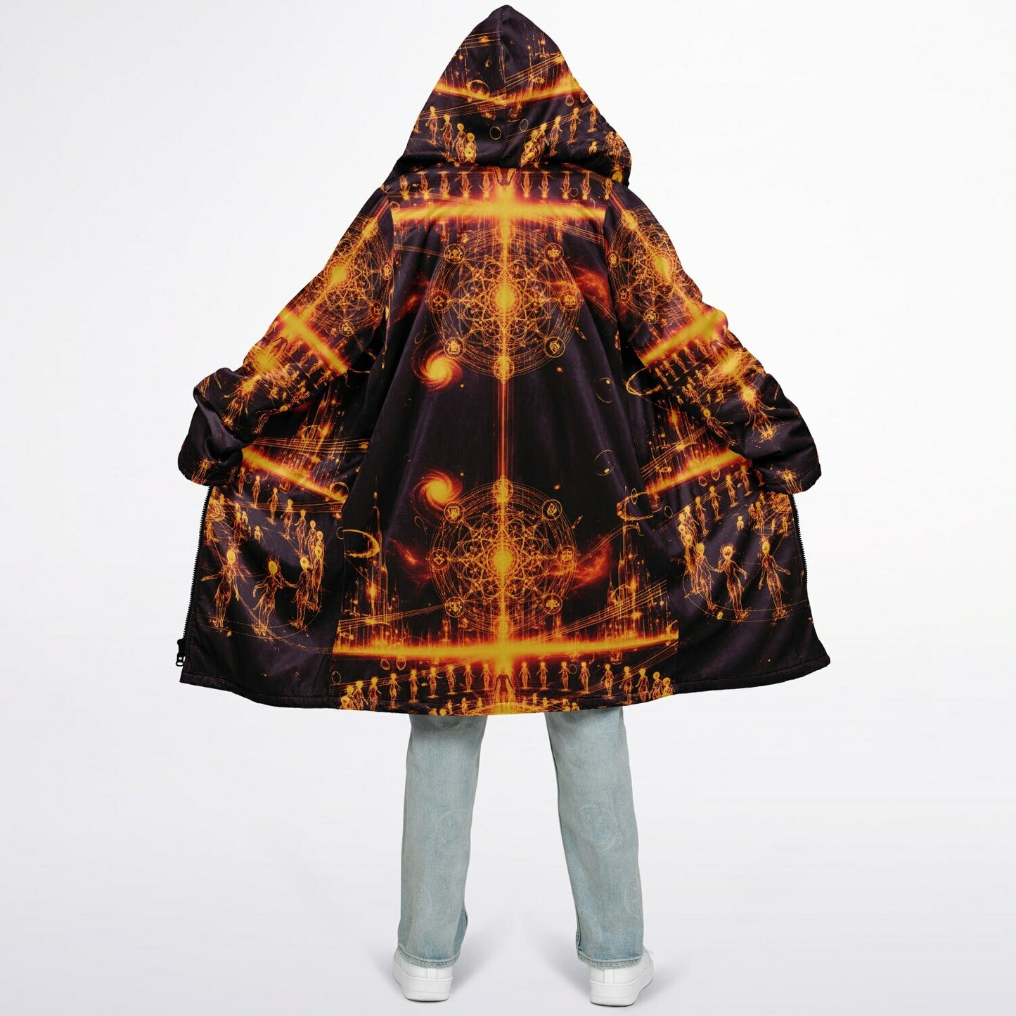 Ethereal Light Being Zipper Cloak – Spiritual Streetwear Hoodie by Soul System | Mystical Mindfulness Cloak
