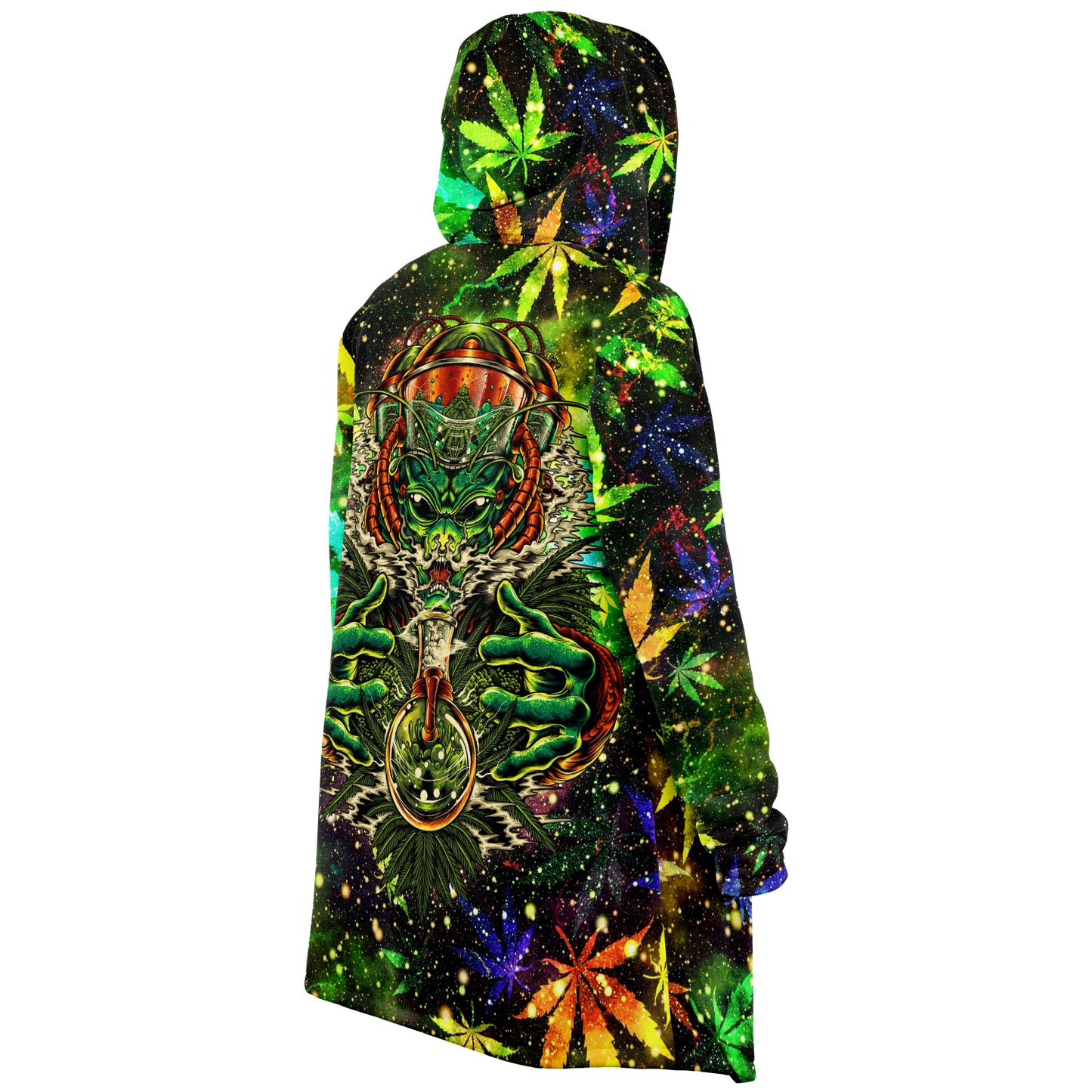 Cannabis Micro Fleece Cloak – “Canna Beast” Hooded Wrap, Stoner Cozy Wear, Weed-Themed Loungewear