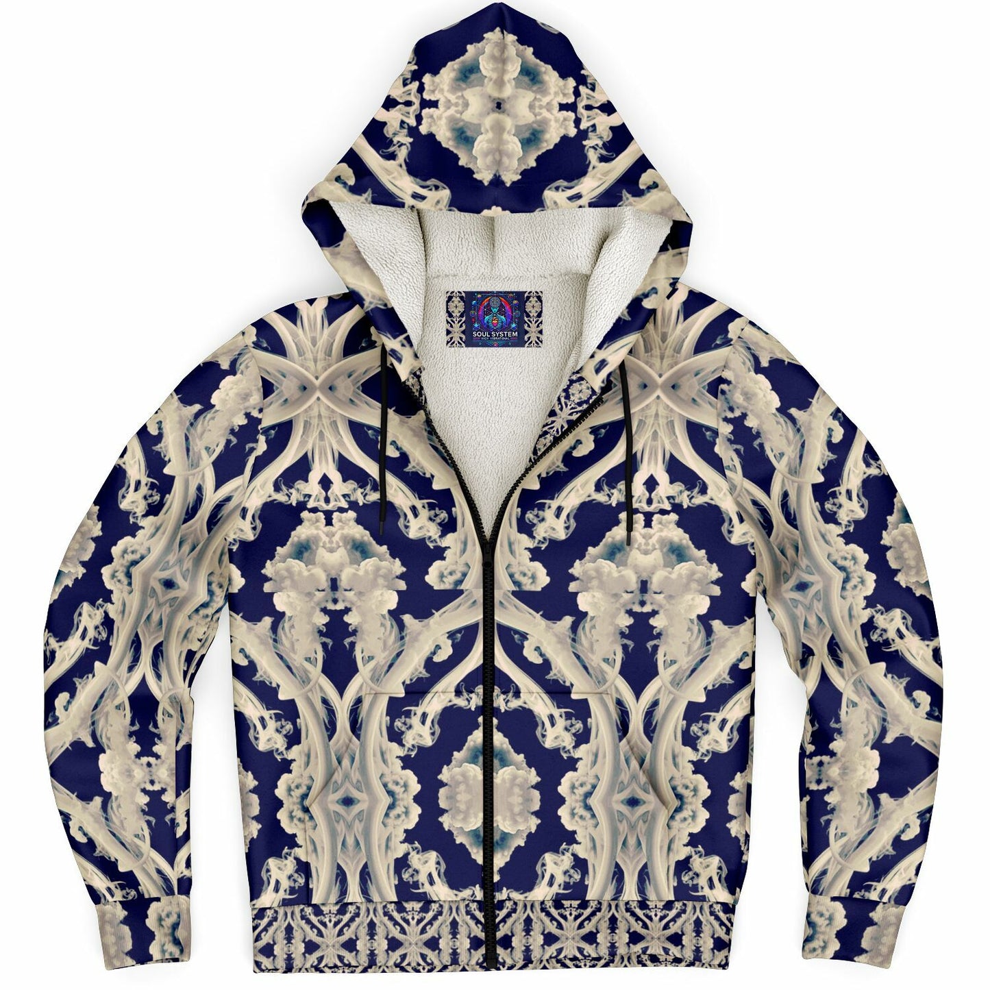 Clear Smoke, Cymatic, Microfleece Zip Hoodie – Sleek, Cozy & Futuristic All-Over Print Jacket