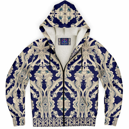 Clear Smoke, Cymatic, Microfleece Zip Hoodie – Sleek, Cozy & Futuristic All-Over Print Jacket