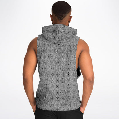 Geometric Grey Drop Armhole Hoodie – Menswear All-Over Print (AOP) | Streetwear-Inspired, Fleece-Lined, Oversized Hoodie