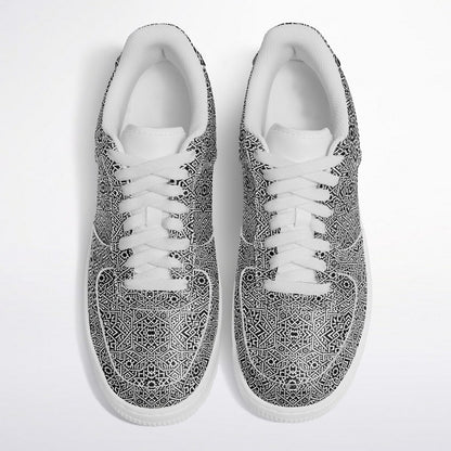 Geometric Grey Core Low Shoes – Unisex Grey-White Sneakers | Minimalist Design | Everyday Streetwear Essentials