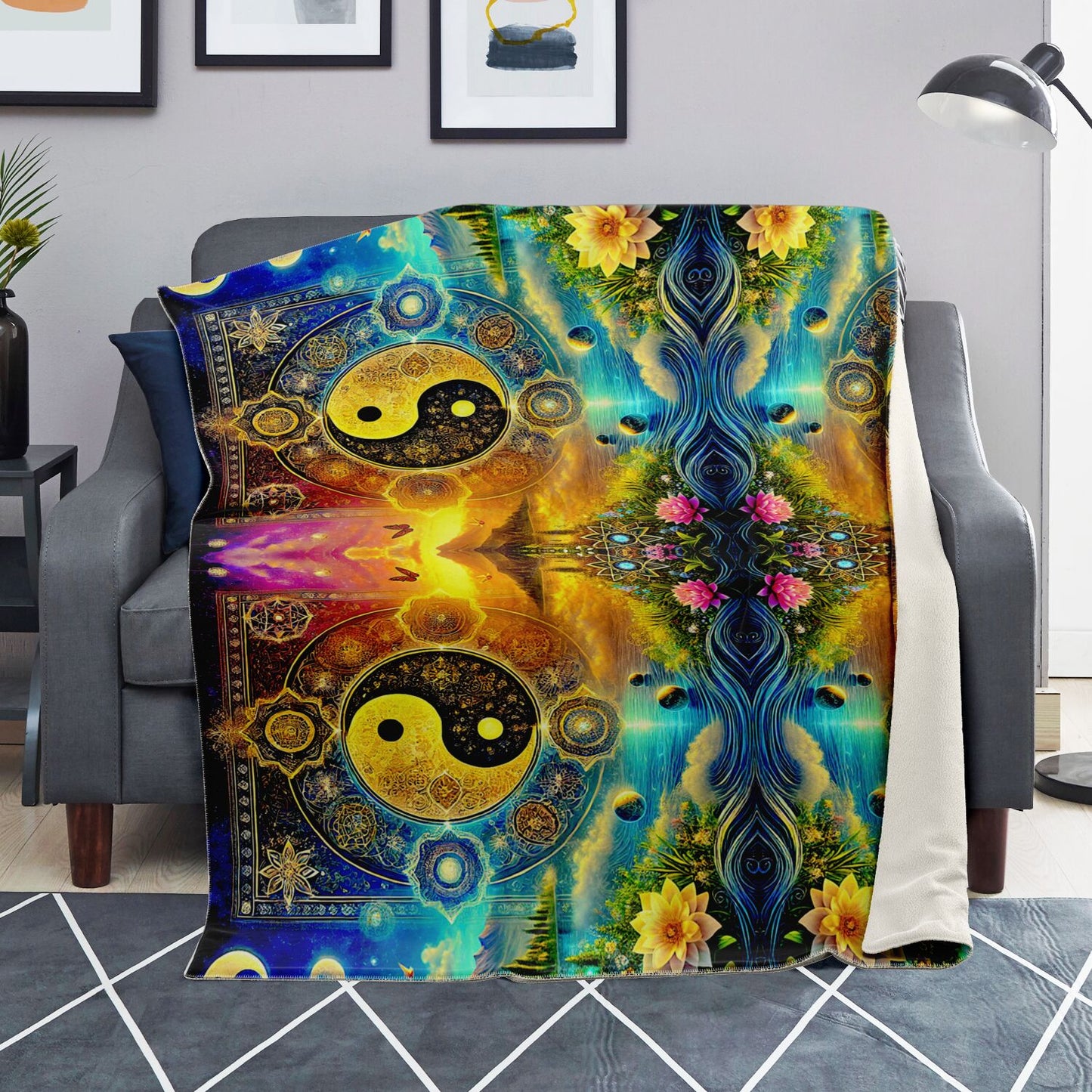 Harmony of Yin & Yang – Premium Microfleece Blanket (All-Over Print)