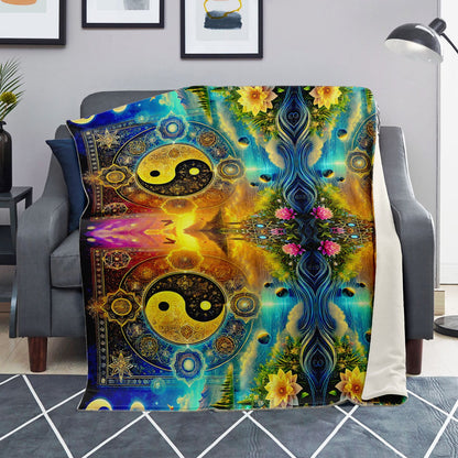 Harmony of Yin & Yang – Premium Microfleece Blanket (All-Over Print)