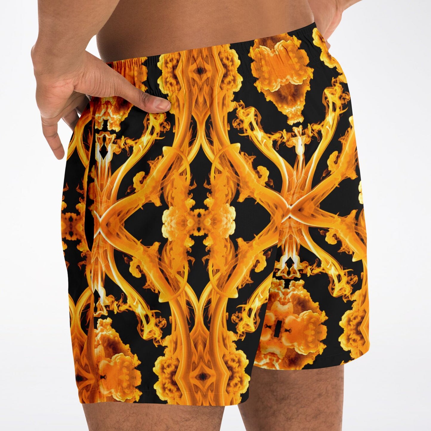 Gold Cymatic Men’s Luxurious, Swim Shorts –  Bold & Bright, Performance-Driven Swimwear