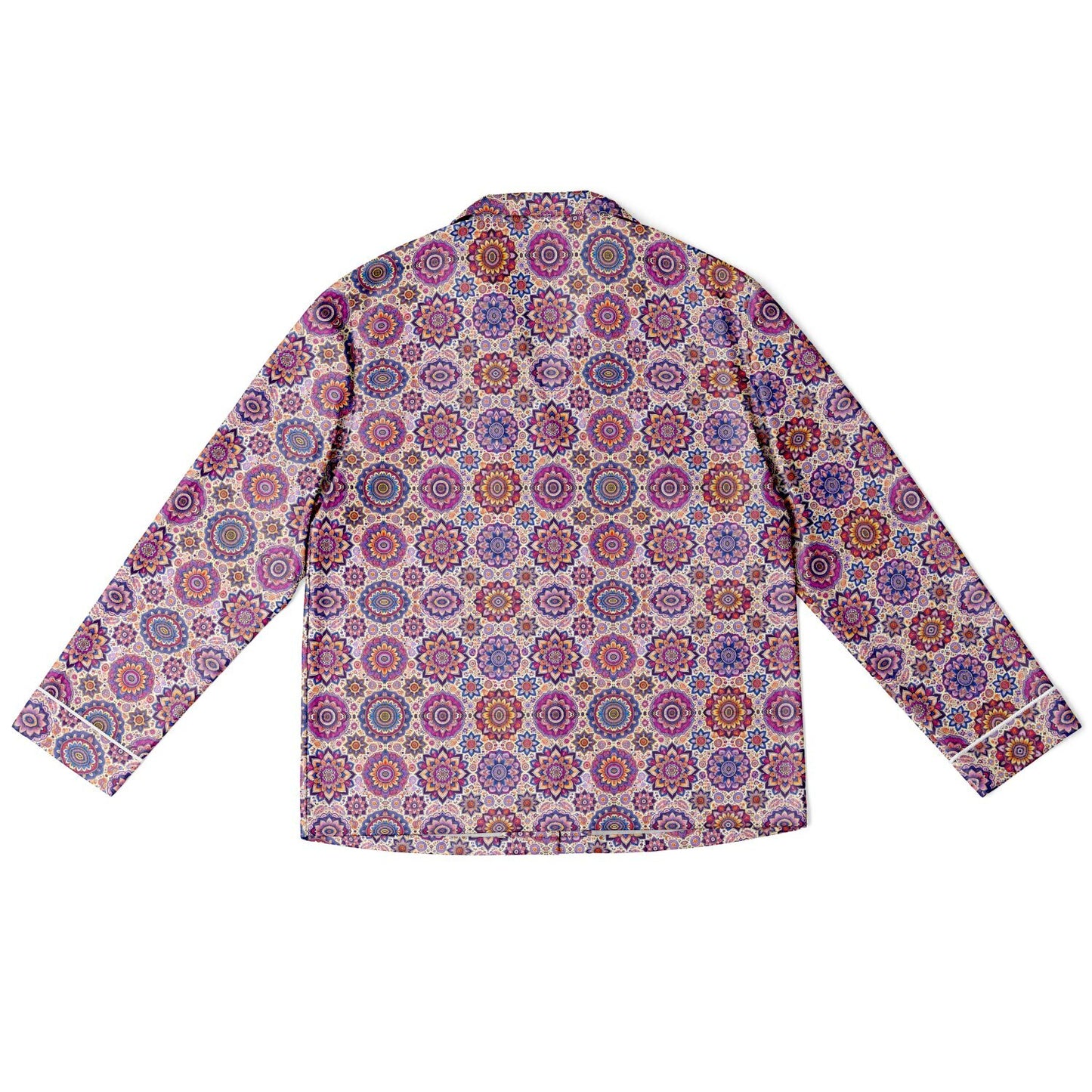 Luxury Pink Geometric Women’s Satin Pyjamas – All-Over Print Elegant Sleepwear, Soft & Comfortable Pajama Set for Women