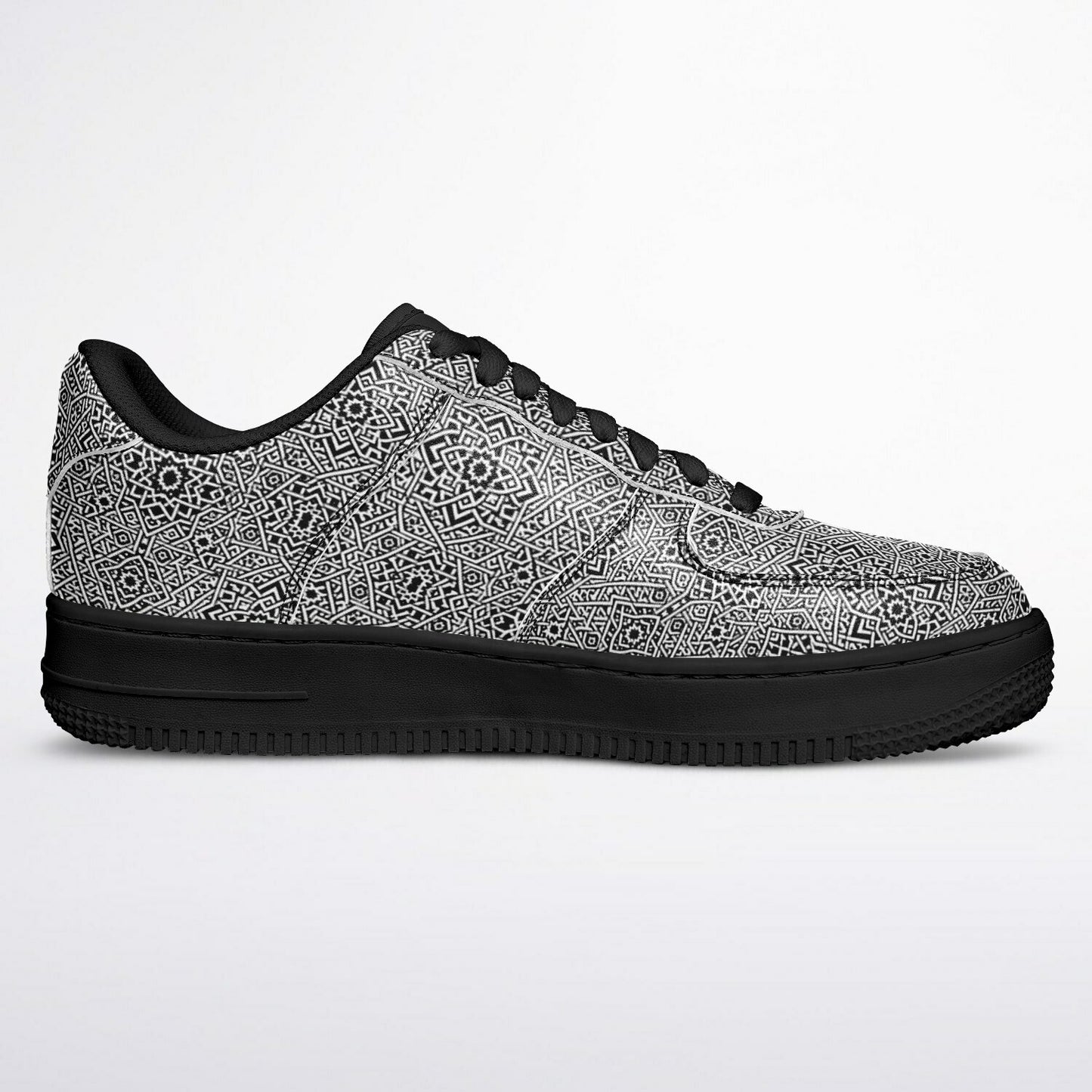 Geometric Grey Core Low Shoes – Unisex Black-Base Sneakers | Bold Contrast | Durable Streetwear-Ready Footwear