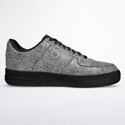 Geometric Grey Core Low Shoes – Unisex Black-Base Sneakers | Bold Contrast | Durable Streetwear-Ready Footwear