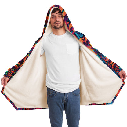 Magic Mushroom Micro-Fleece Cloak – Enchanting Psychedelic Hooded Blanket for Ultimate Comfort (AOP)