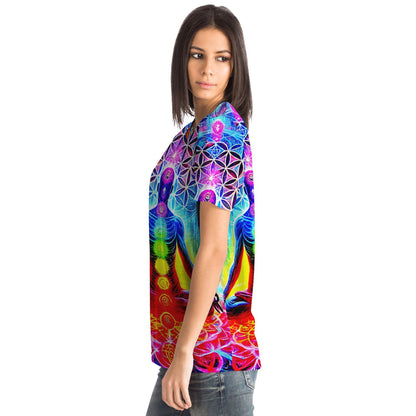 Flower of Life Chakras T-Shirt AOP – Unisex Essential Tee