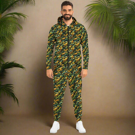 Gold Camo Drip Zip Hoodie & Jogger Set – Bold Urban Streetwear Tracksuit with Luxury Camo Pattern (AOP) Unisex