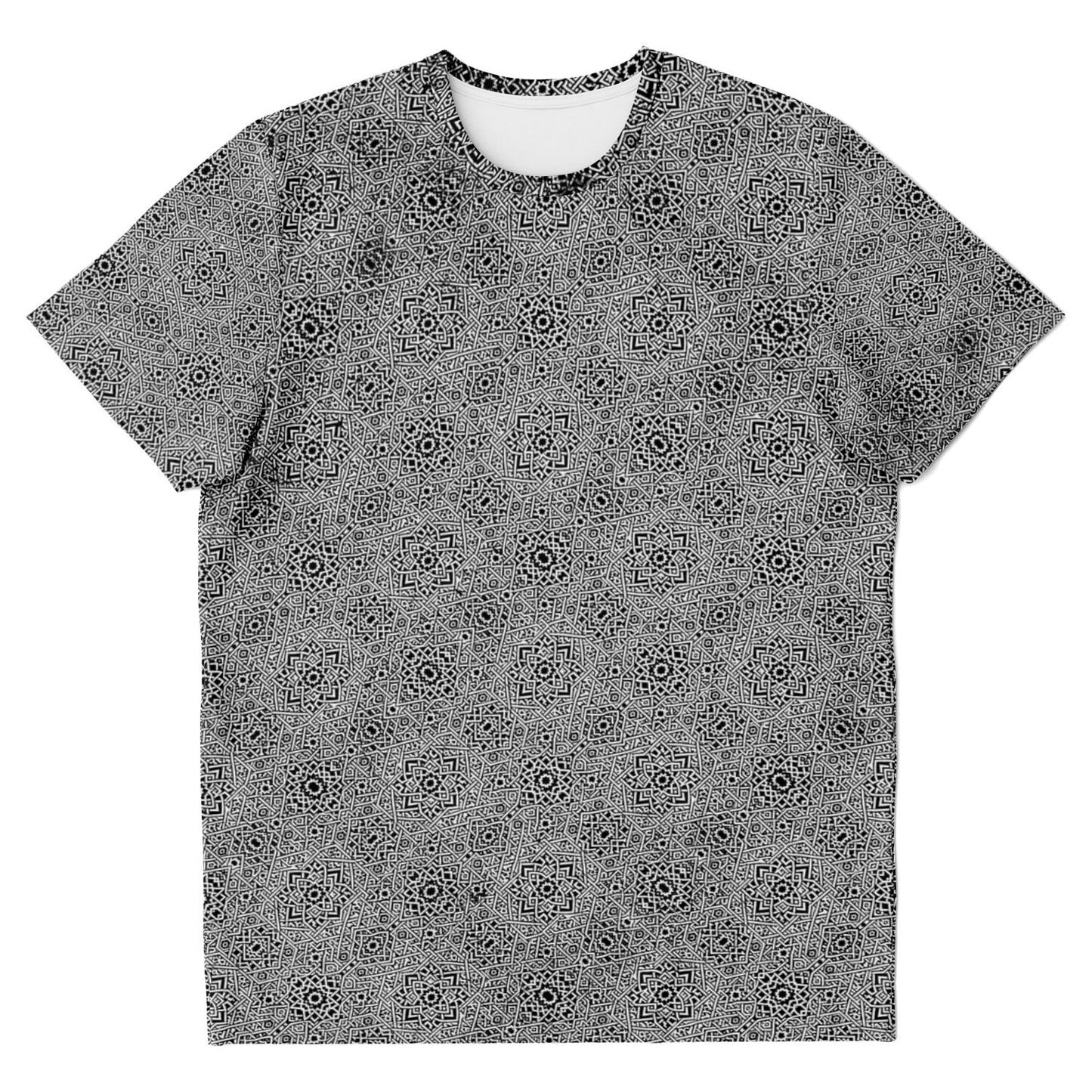 Geometric Grey Grid Soul System T-Shirt – Premium All-Over Print (AOP) Outerwear Design